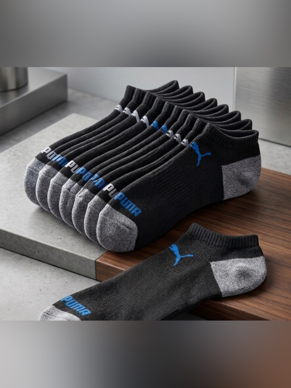 PUMA Men's Low-Cut Athletic Socks - Charcoal/Gray (7-Pack)